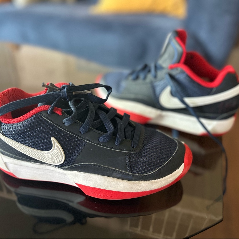 Size 4.5 Y Nike “USAB” Ja 1 University Red/midnight navy/white basketball shoes.